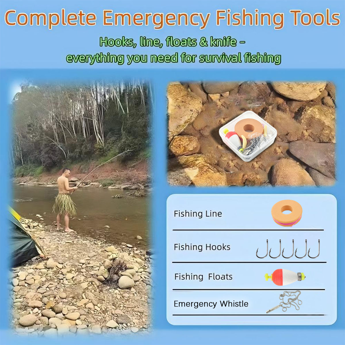 Kit de pêche d'urgence portabl - Fishing Lure Kit avis et prix